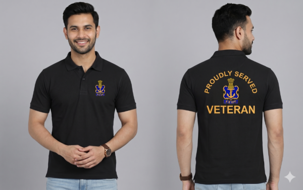 Indian Navy Veteran Premium Black Polo T-Shirt