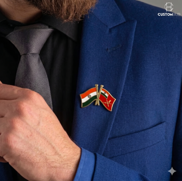 Indian Army & Tiranga Crossed Flags Lapel Pin
