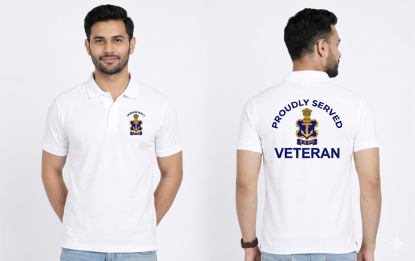 Indian Navy Veteran Premium White Polo T-Shirt