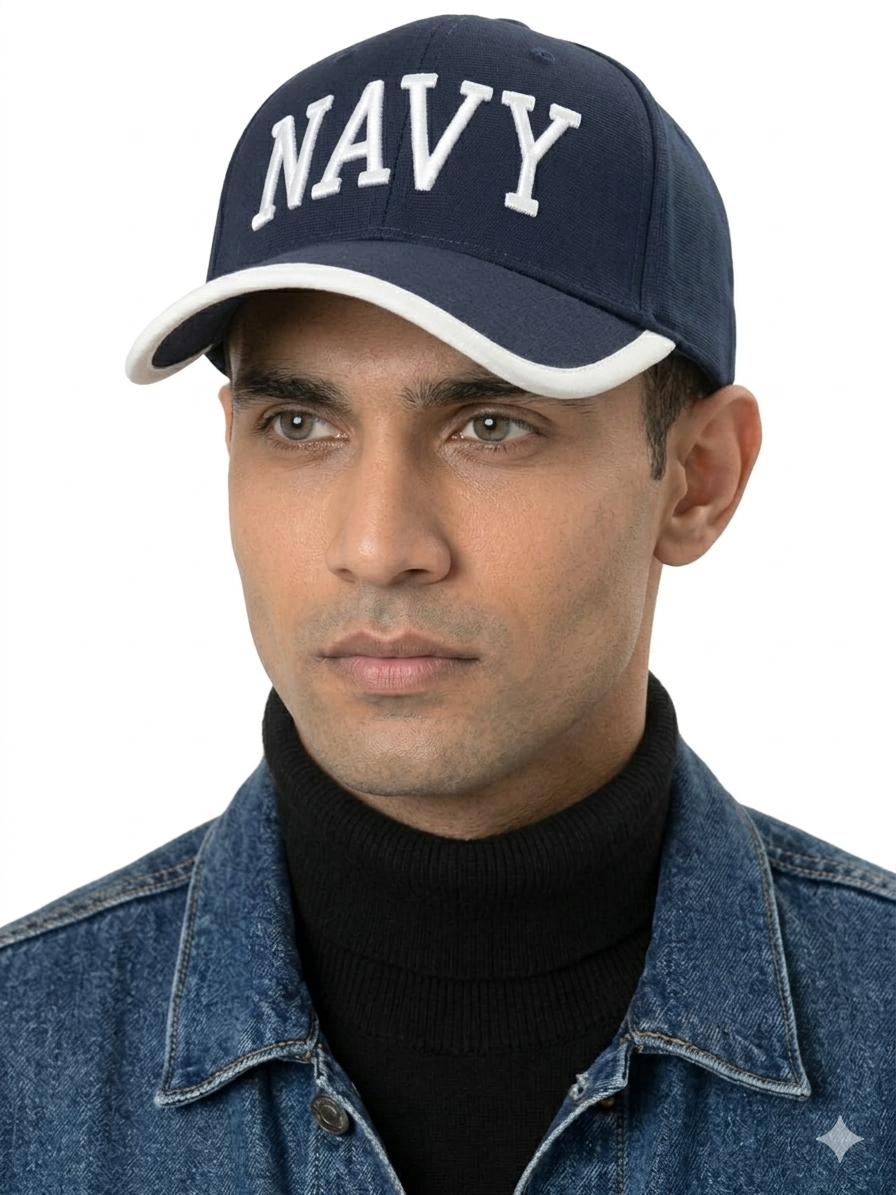 Navy Cap (Blue+white) – Classic Embroidered “NAVY”