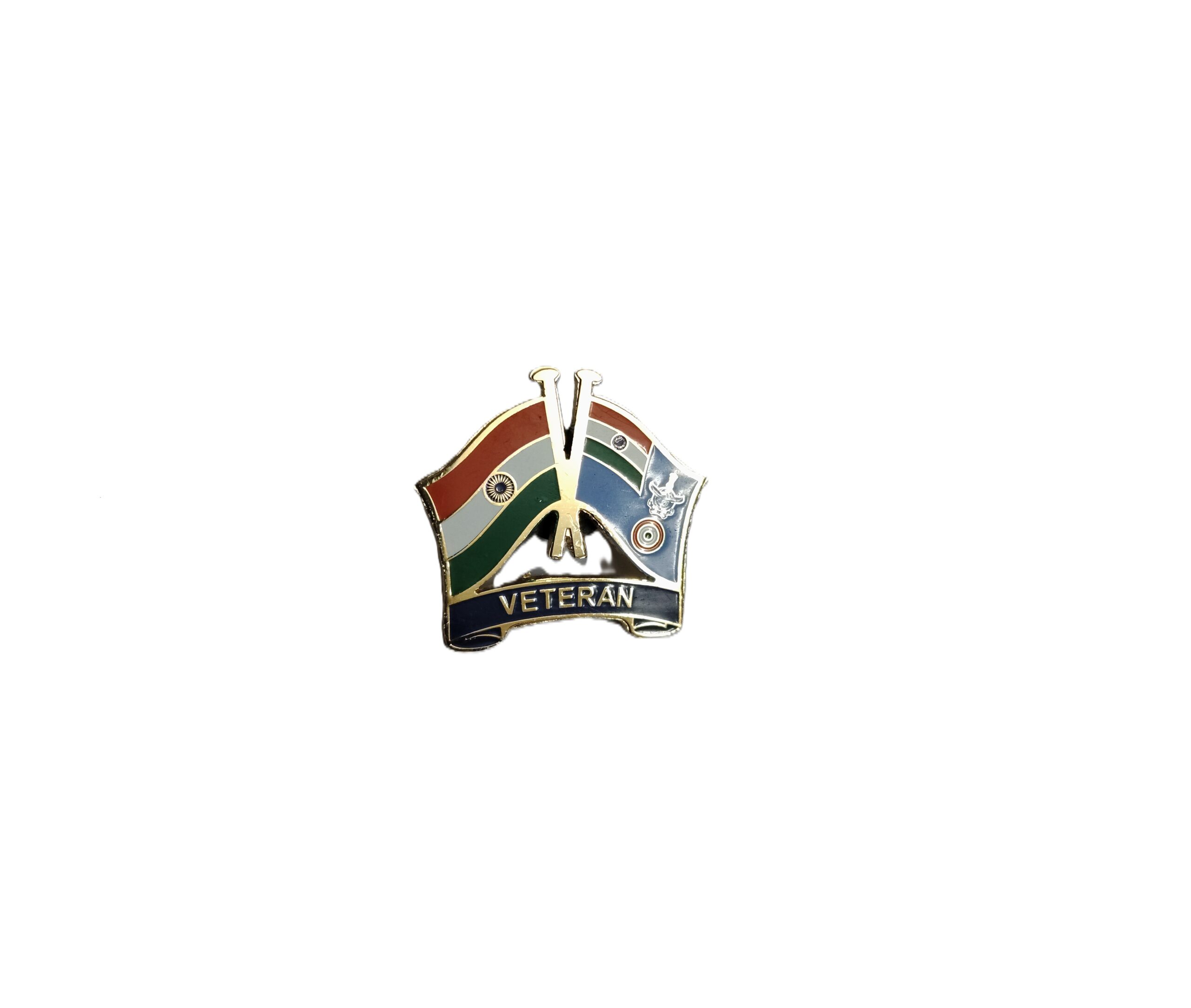 Indian Air Force & Tiranga Crossed Flags Veteran Lapel Pin