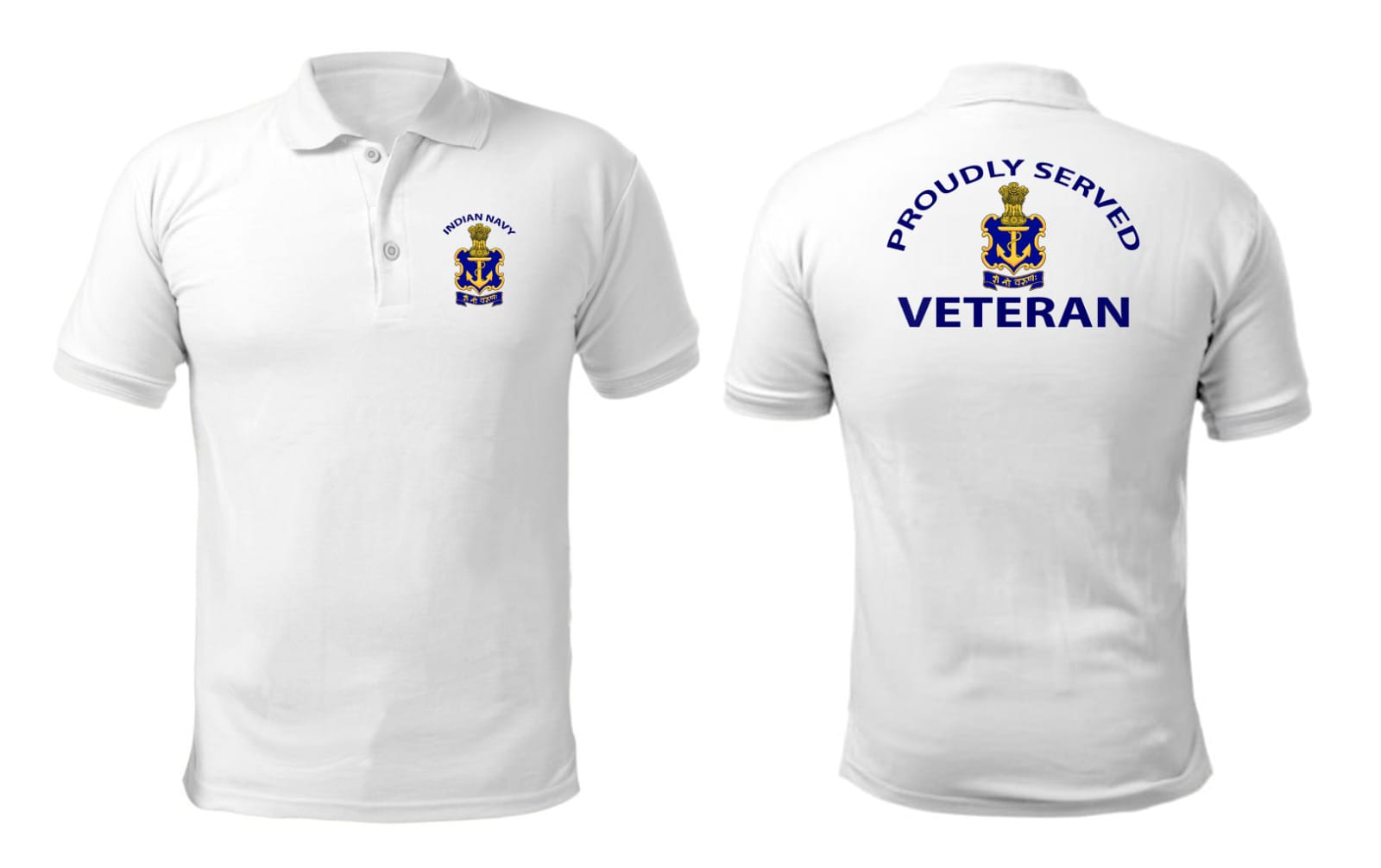 Indian Navy Veteran Premium White Polo T-Shirt
