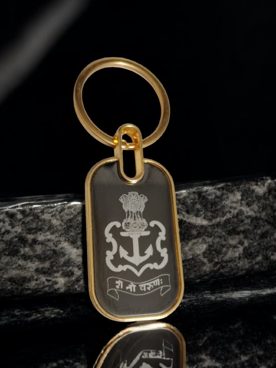 Indian Navy Golden/Silver Keychain