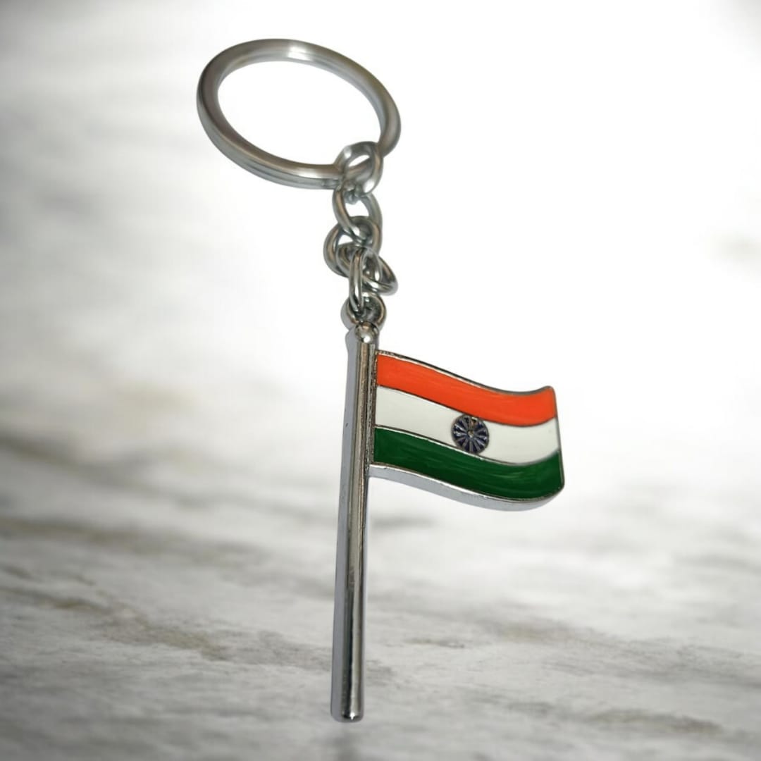 Indian Tiranga Flagpole Keychain