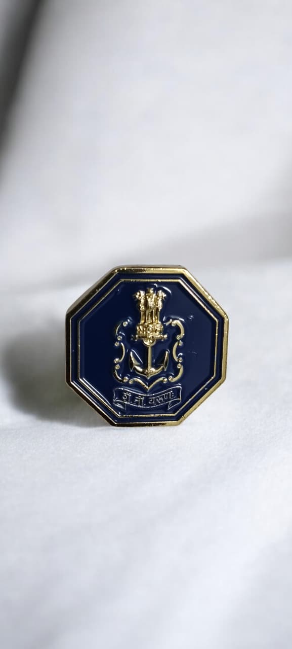Indian Navy Octagonal Brass Lapel Pin